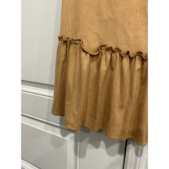 Pure Joy Tan Ruffled Hem Long Boho Western Skirt Size Large - Picture 4 of 9